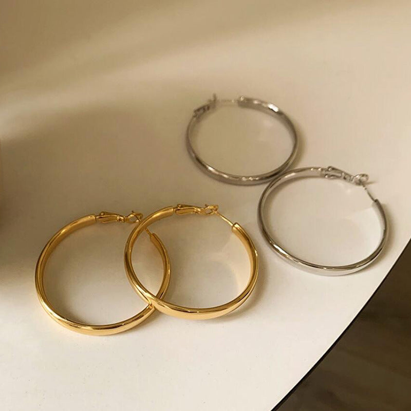 French Metal Hoop Earrings 2023 Trendy Women's Accessory