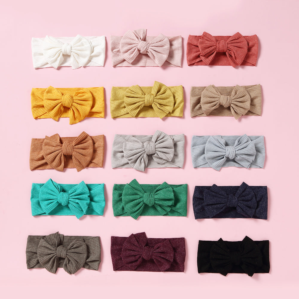 Knitted Wide Headband with High Elastic Bow