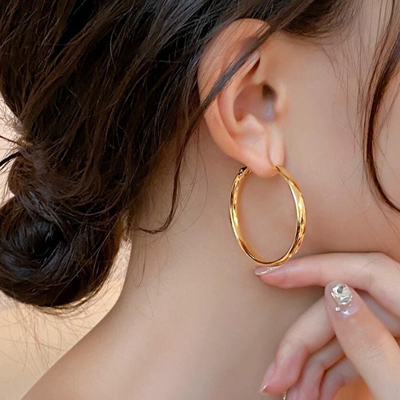 French Metal Hoop Earrings 2023 Trendy Women's Accessory